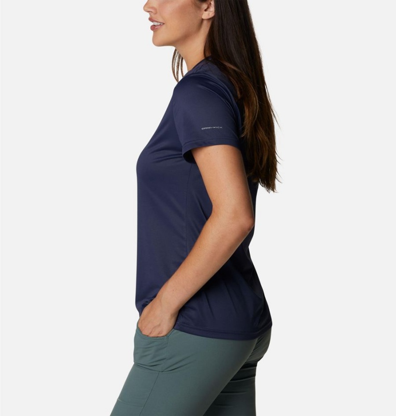 Columbia Hike Short Sleeve Crew Women's T-Shirt Navy | GNHIST-649