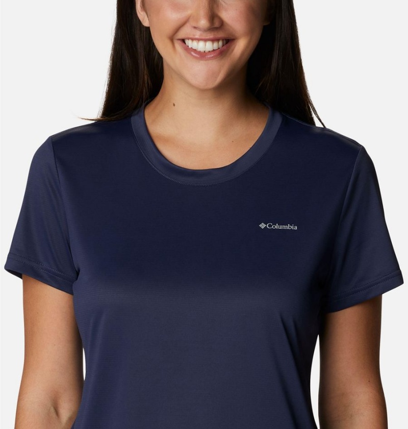 Columbia Hike Short Sleeve Crew Women's T-Shirt Navy | GNHIST-649
