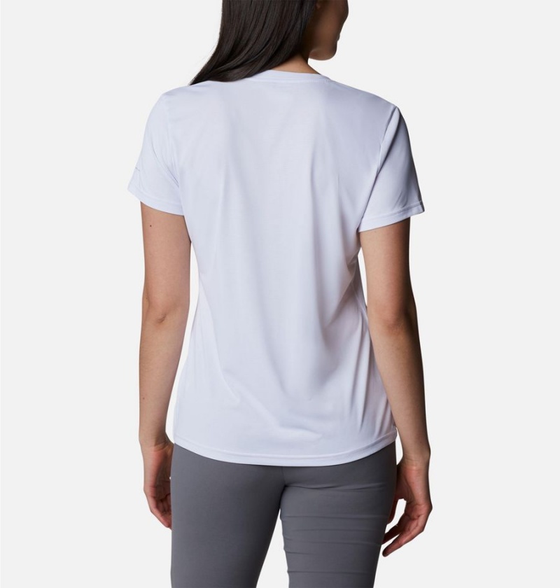 Columbia Hike Short Sleeve V-Neck Women's T-Shirt White | XZGWAM-719