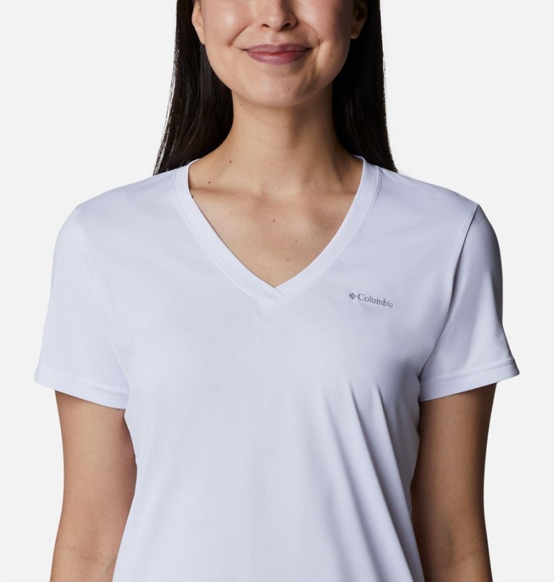 Columbia Hike Short Sleeve V-Neck Women's T-Shirt White | XZGWAM-719