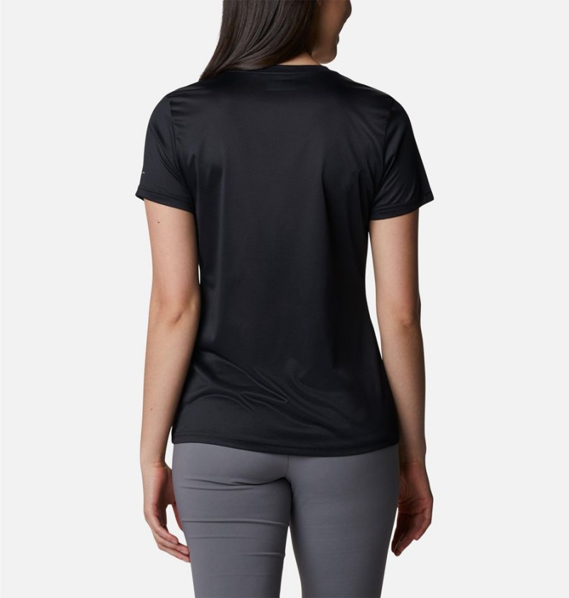 Columbia Hike Short Sleeve V-Neck Women's T-Shirt Black | XCHFUI-271