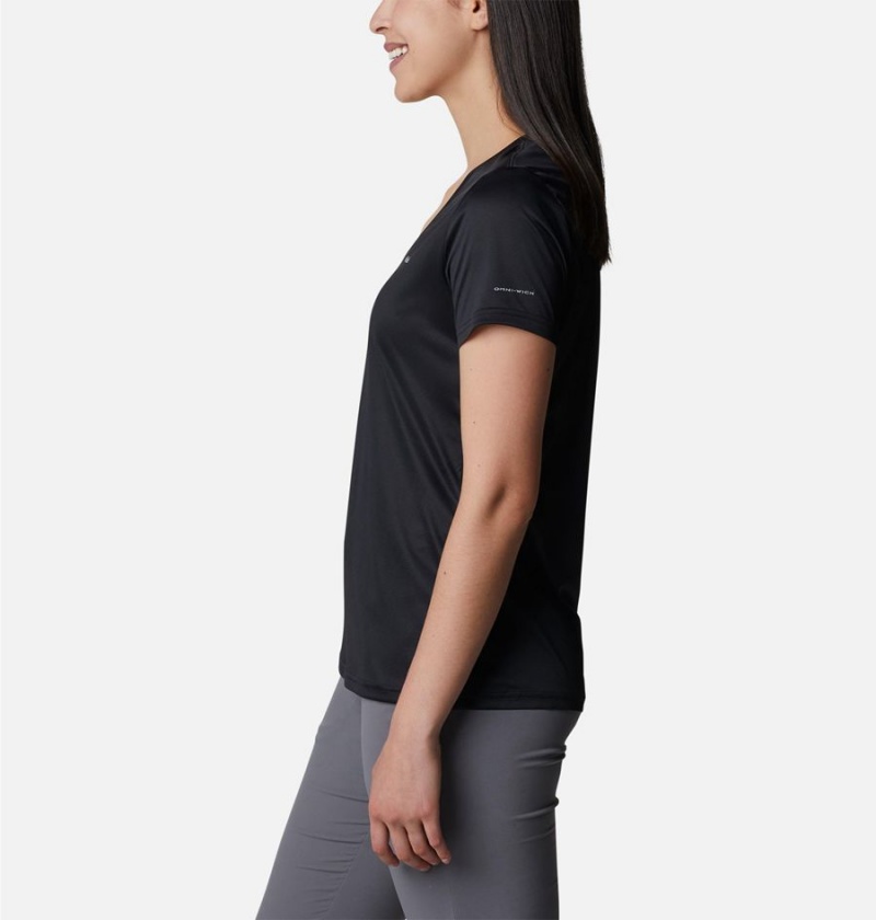 Columbia Hike Short Sleeve V-Neck Women's T-Shirt Black | XCHFUI-271