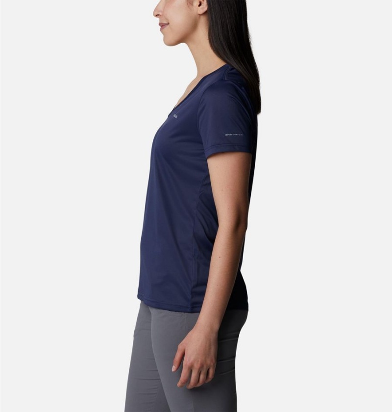 Columbia Hike Short Sleeve V-Neck Women's T-Shirt Navy | SGPJEN-720