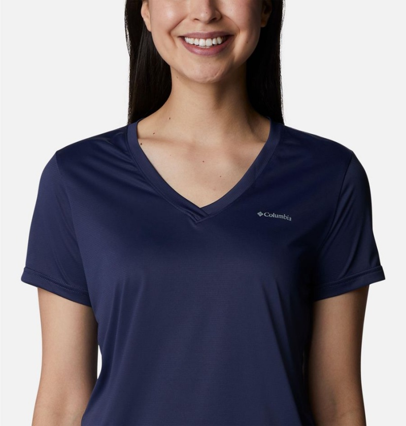 Columbia Hike Short Sleeve V-Neck Women's T-Shirt Navy | SGPJEN-720