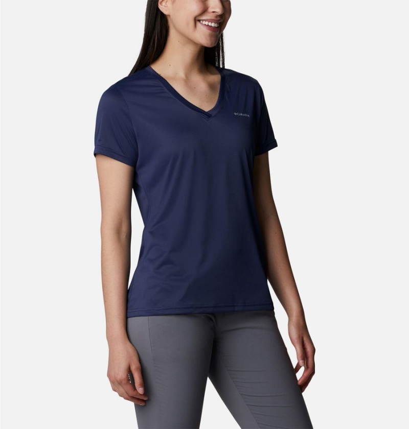 Columbia Hike Short Sleeve V-Neck Women's T-Shirt Navy | SGPJEN-720