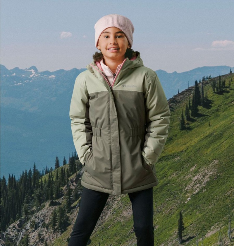 Columbia Hikebound Long Insulated Kids' Jacket Green | MBKQNW-496