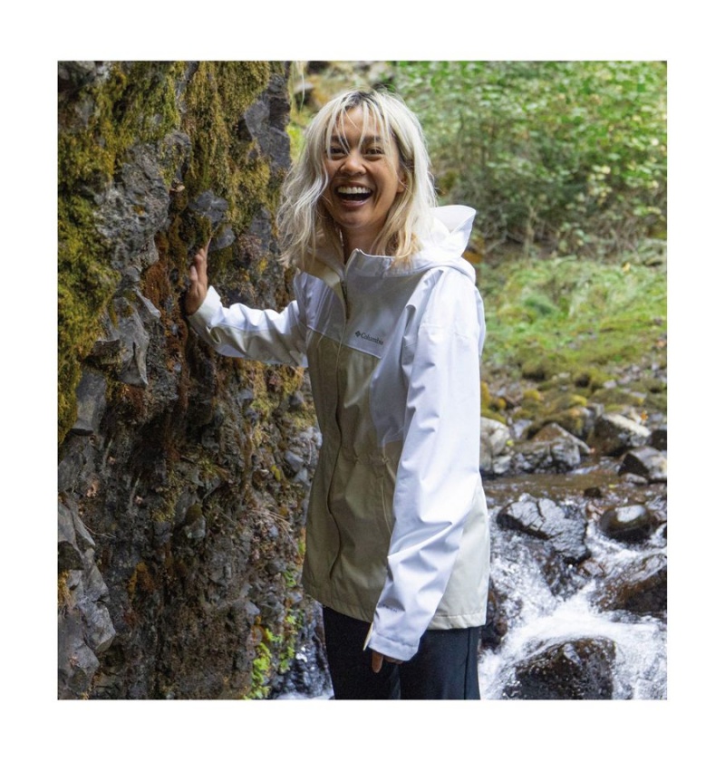 Columbia Hikebound Long Women's Rain Jacket White | ZBJYTN-510
