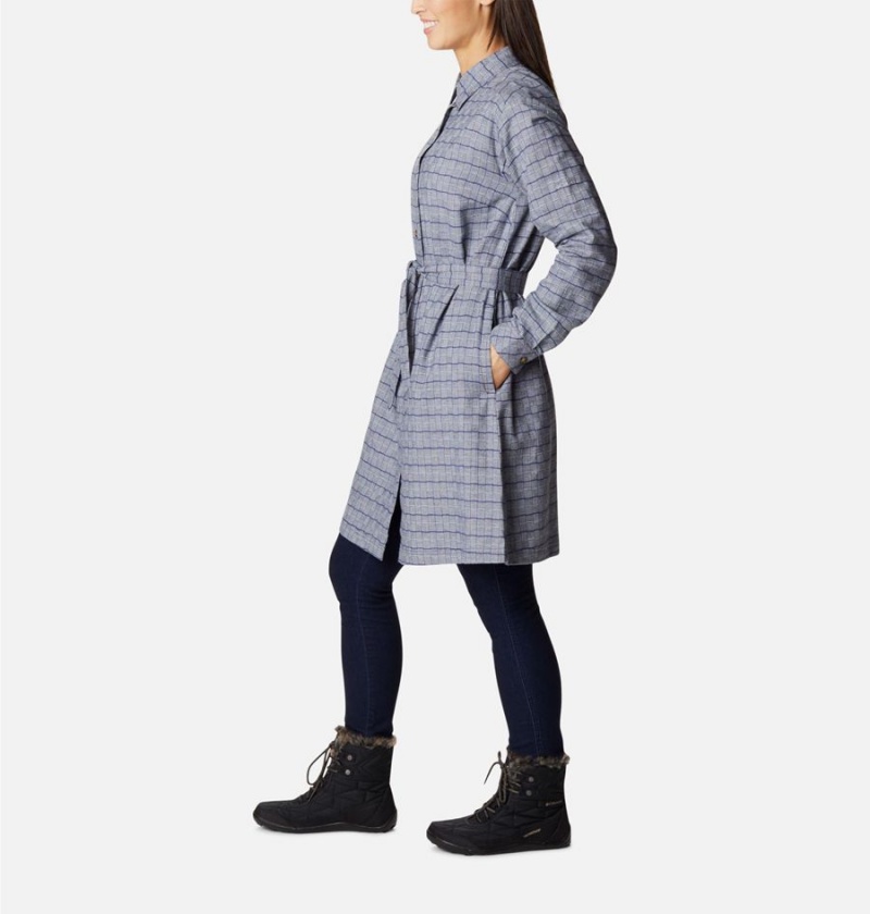 Columbia Holly Hideaway Flannel Women's Dress Navy | WKLQZJ-158