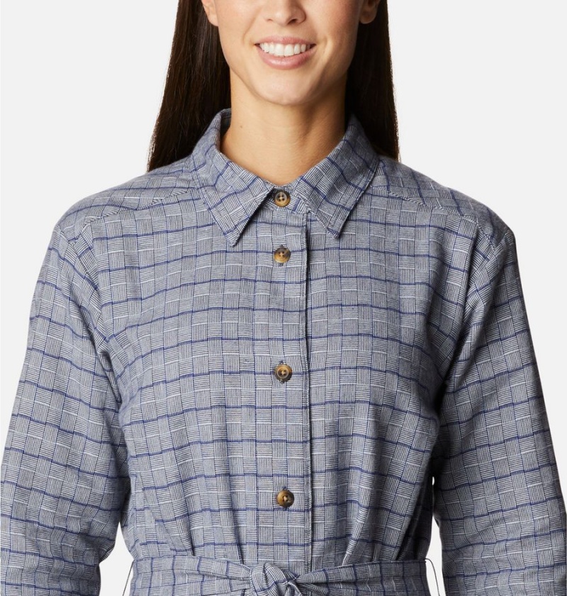 Columbia Holly Hideaway Flannel Women's Dress Navy | WKLQZJ-158