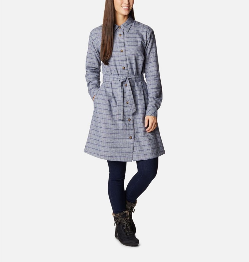 Columbia Holly Hideaway Flannel Women's Dress Navy | WKLQZJ-158