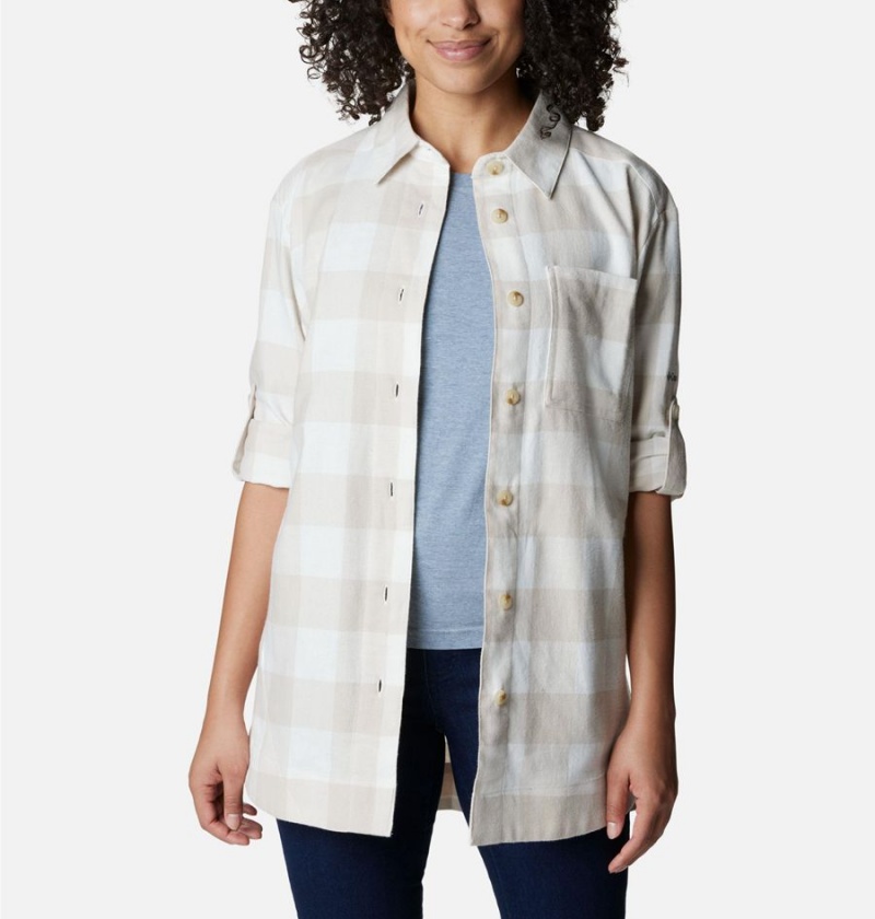 Columbia Holly Hideaway Flannel Women's Shirt White | IWMDFA-409