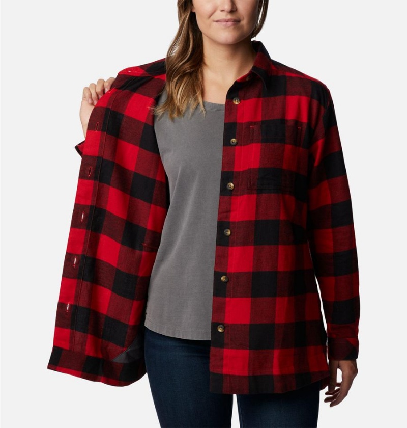 Columbia Holly Hideaway Flannel Women's Shirt Red | APJQCL-763