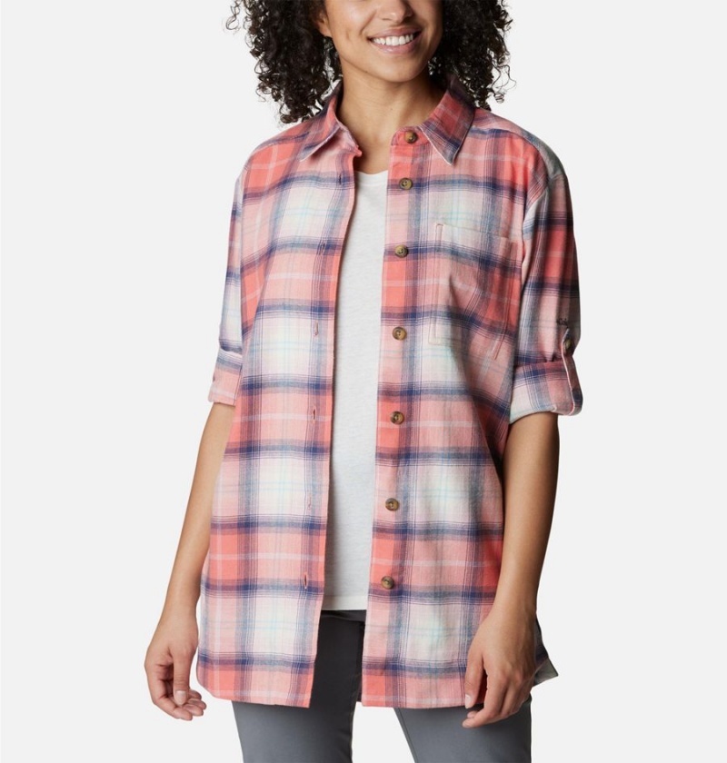 Columbia Holly Hideaway Flannel Women's Shirt Coral | XHZAEQ-791