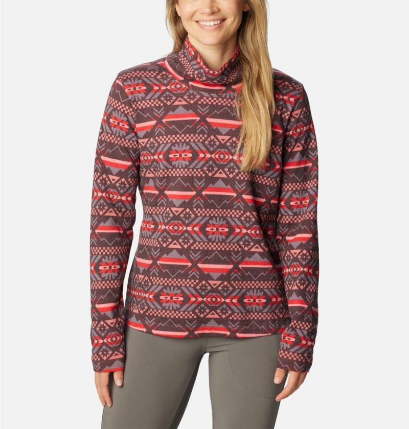 Columbia Holly Hideaway Funnel Neck Long Sleeve Women\'s Pullover Red | YEZKLA-263