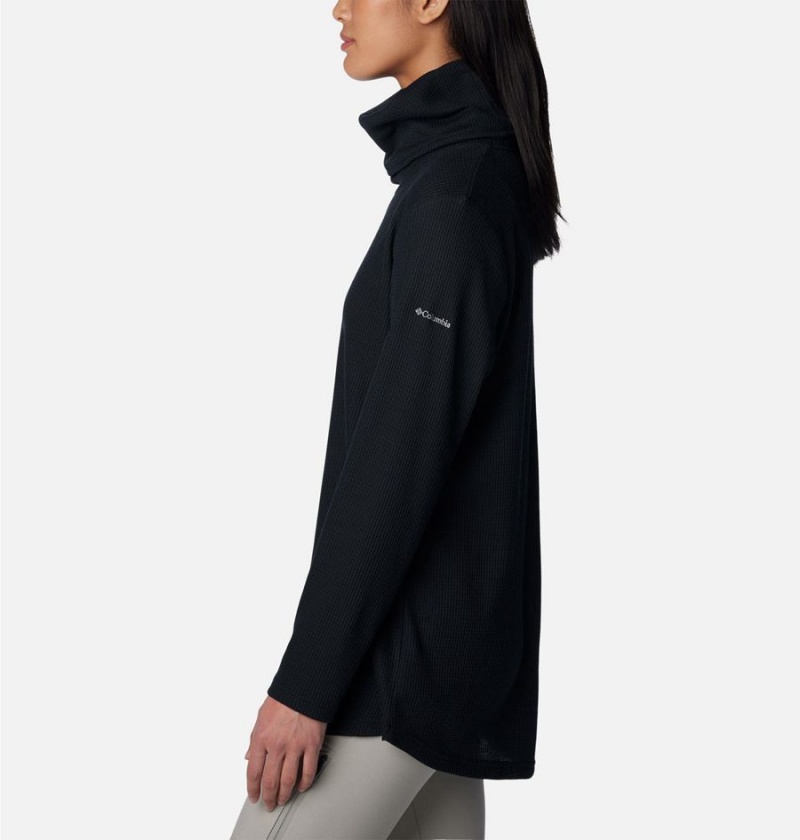 Columbia Holly Hideaway Waffle Cowl Neck Women's Pullover Black | CPWRMI-413