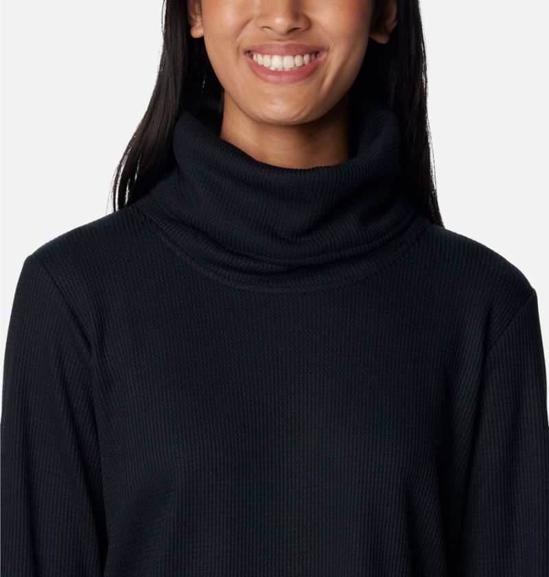 Columbia Holly Hideaway Waffle Cowl Neck Women's Pullover Black | CPWRMI-413