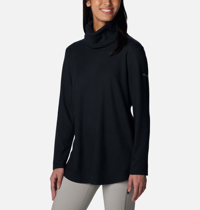 Columbia Holly Hideaway Waffle Cowl Neck Women's Pullover Black | CPWRMI-413