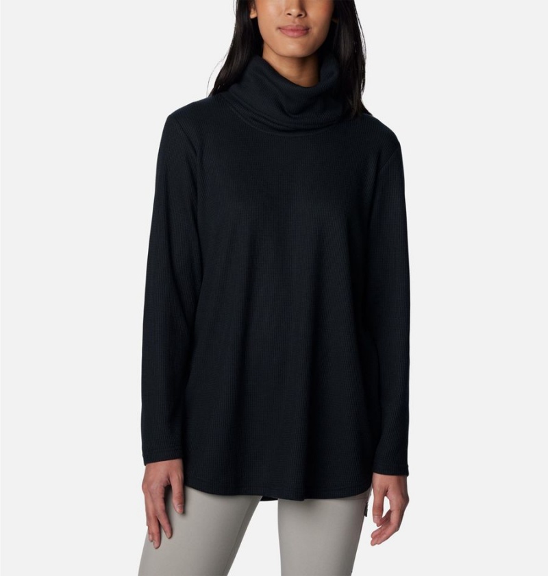 Columbia Holly Hideaway Waffle Cowl Neck Women\'s Pullover Black | CPWRMI-413