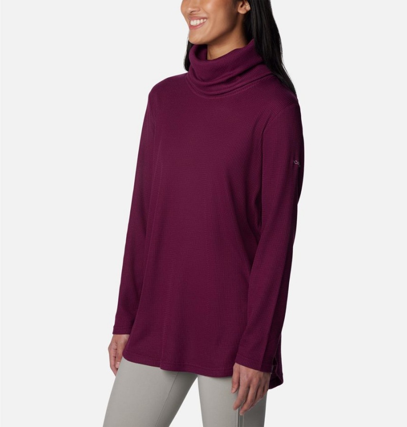 Columbia Holly Hideaway Waffle Cowl Neck Women's Pullover Coral | SORVKZ-049
