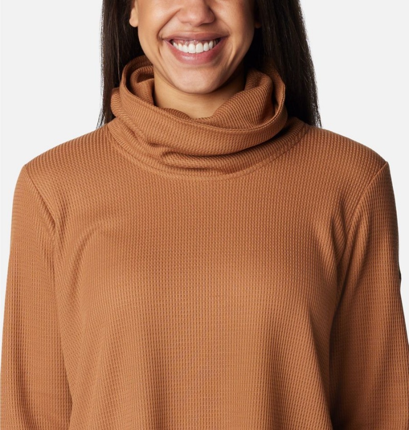 Columbia Holly Hideaway Waffle Cowl Neck Women's Pullover Brown | HURKVG-198