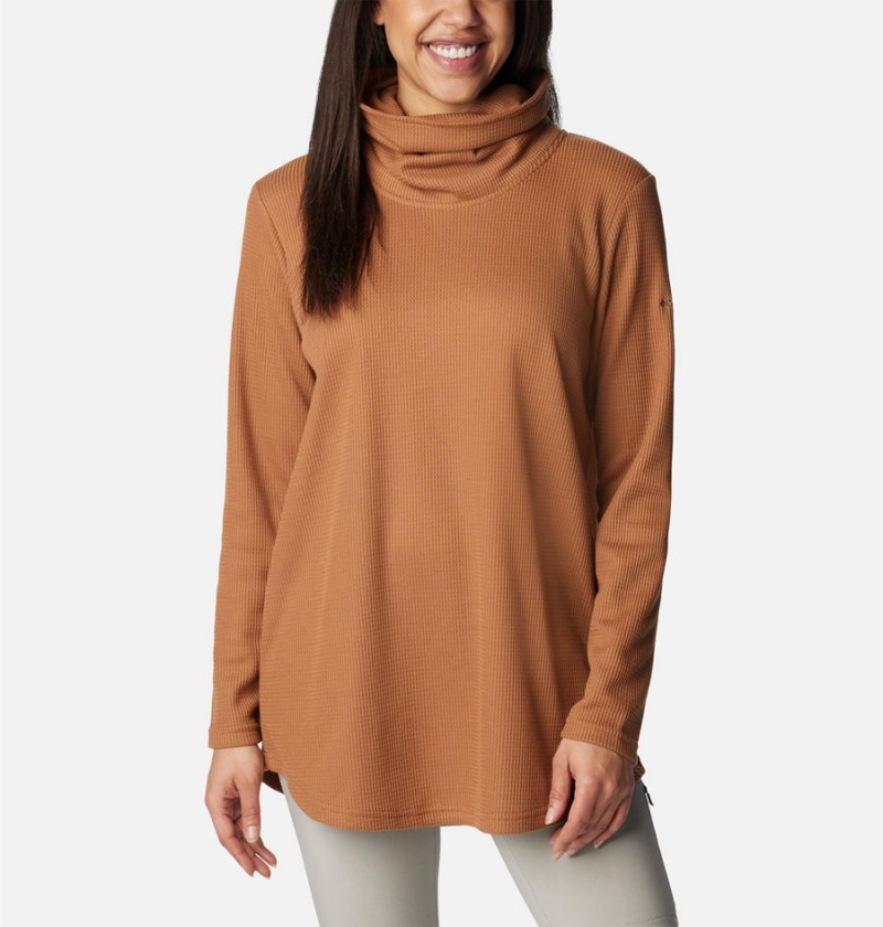 Columbia Holly Hideaway Waffle Cowl Neck Women\'s Pullover Brown | HURKVG-198