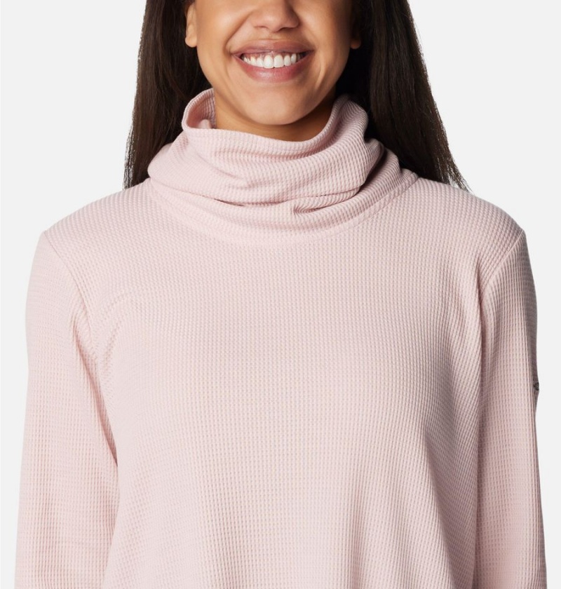 Columbia Holly Hideaway Waffle Cowl Neck Women's Pullover Pink | OBYHUI-623