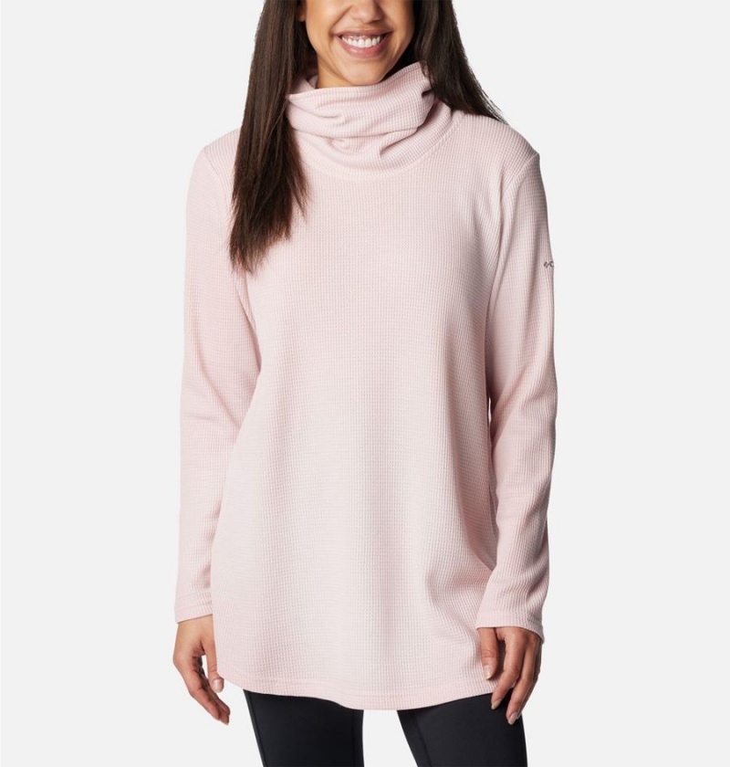 Columbia Holly Hideaway Waffle Cowl Neck Women\'s Pullover Pink | OBYHUI-623