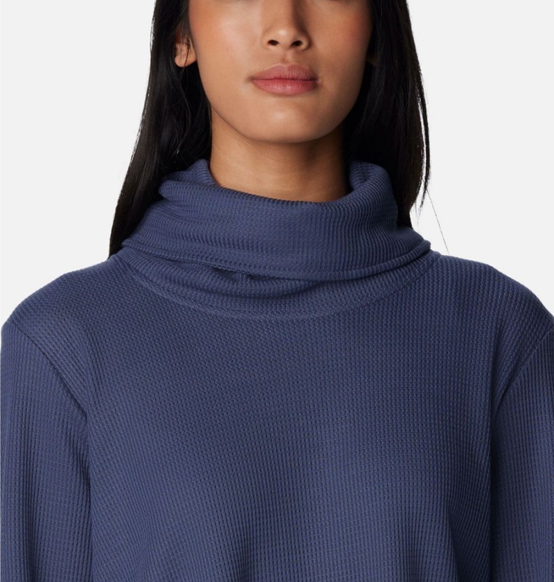Columbia Holly Hideaway Waffle Cowl Neck Women's Pullover Navy | OVKIEQ-816