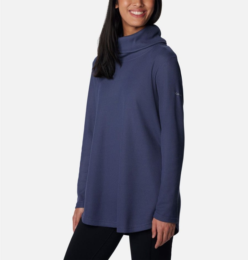 Columbia Holly Hideaway Waffle Cowl Neck Women's Pullover Navy | OVKIEQ-816