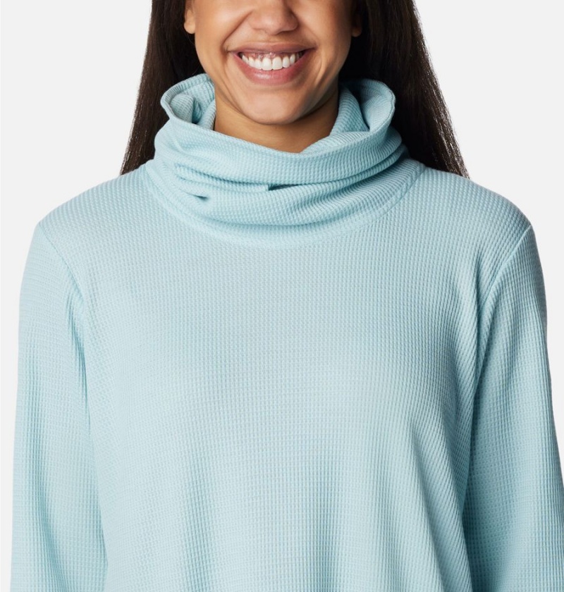 Columbia Holly Hideaway Waffle Cowl Neck Women's Pullover Turquoise | ZDQFMN-461