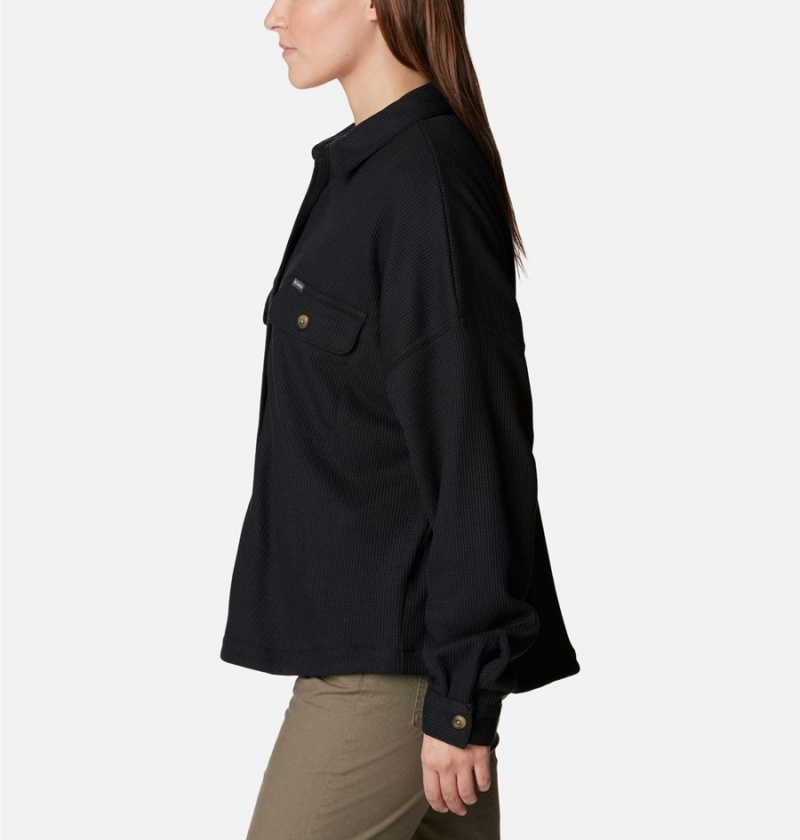 Columbia Holly Hideaway Waffle Jacket Women's Shirt Black | XYQGFP-273