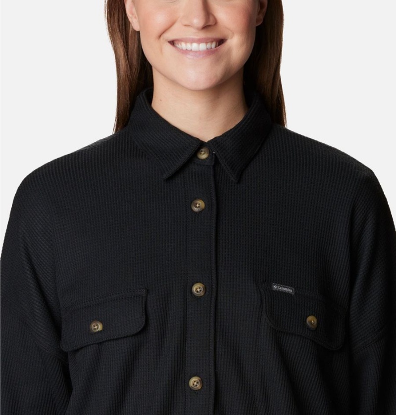 Columbia Holly Hideaway Waffle Jacket Women's Shirt Black | XYQGFP-273