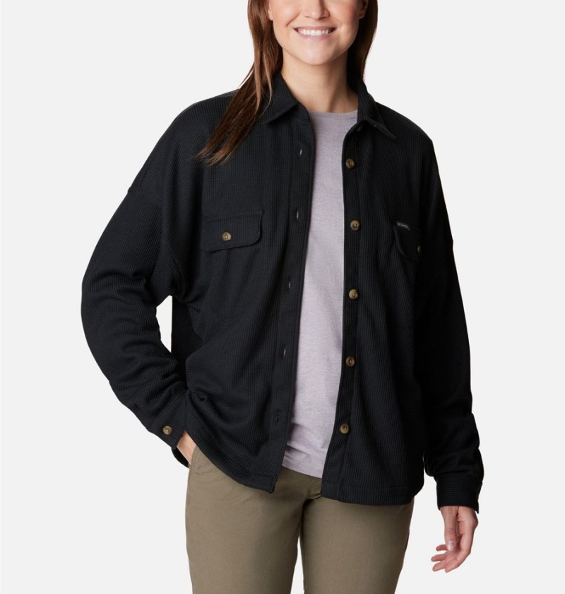 Columbia Holly Hideaway Waffle Jacket Women's Shirt Black | XYQGFP-273