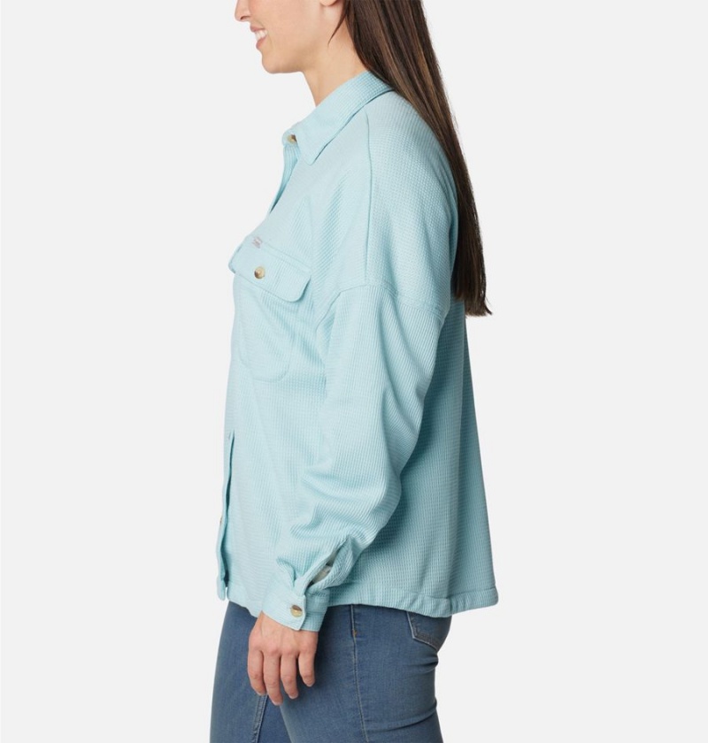 Columbia Holly Hideaway Waffle Jacket Women's Shirt Turquoise | IZVWNQ-148