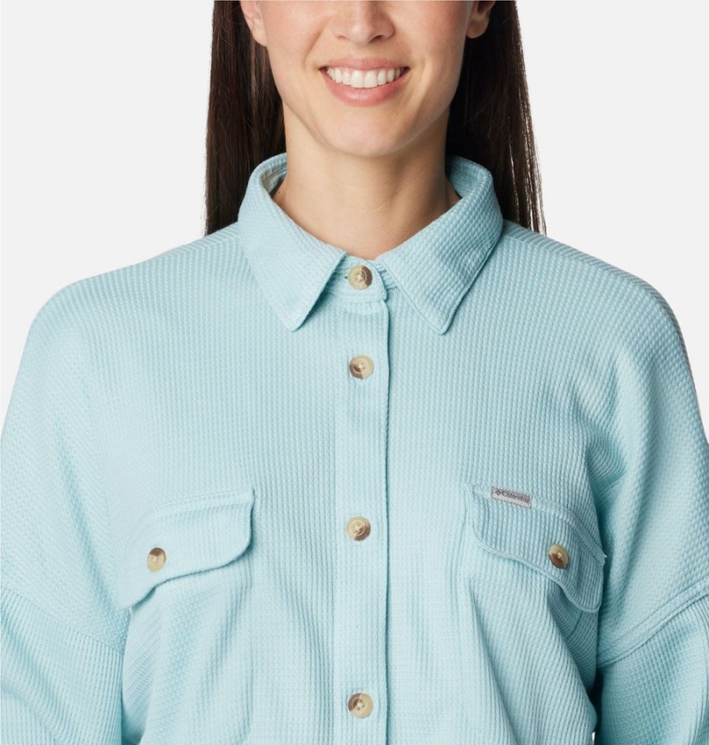 Columbia Holly Hideaway Waffle Jacket Women's Shirt Turquoise | IZVWNQ-148