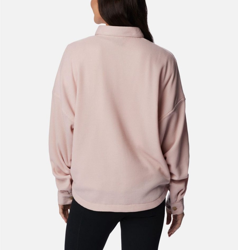 Columbia Holly Hideaway Waffle Jacket Women's Shirt Pink | NVCXZT-156
