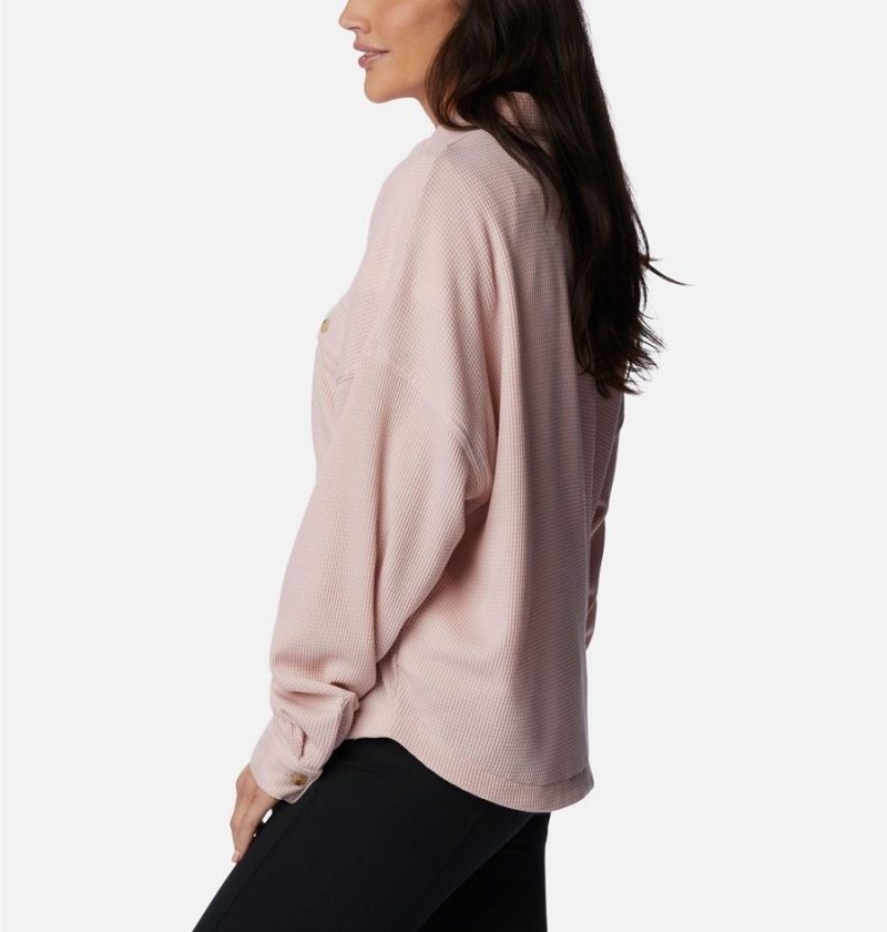 Columbia Holly Hideaway Waffle Jacket Women's Shirt Pink | NVCXZT-156