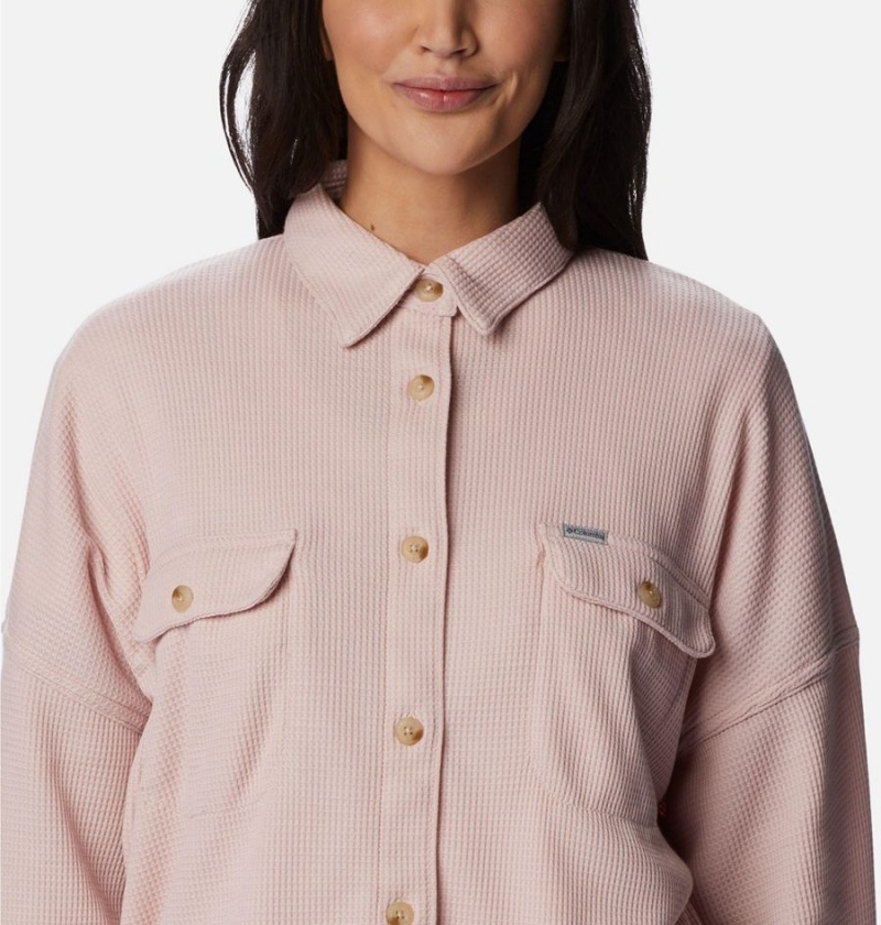 Columbia Holly Hideaway Waffle Jacket Women's Shirt Pink | NVCXZT-156