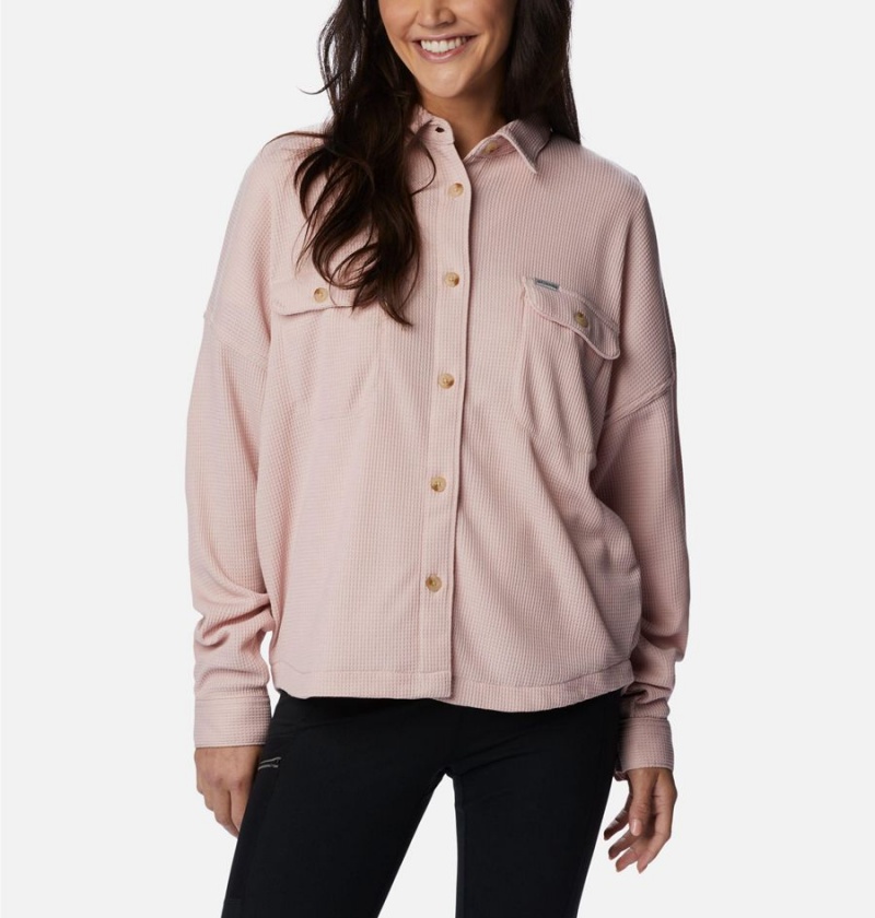 Columbia Holly Hideaway Waffle Jacket Women\'s Shirt Pink | NVCXZT-156
