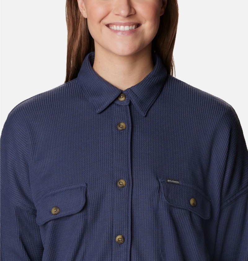 Columbia Holly Hideaway Waffle Jacket Women's Shirt Navy | LNPBDQ-320