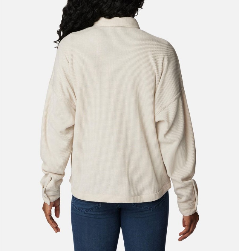 Columbia Holly Hideaway Waffle Jacket Women's Shirt White | TUXVHK-943