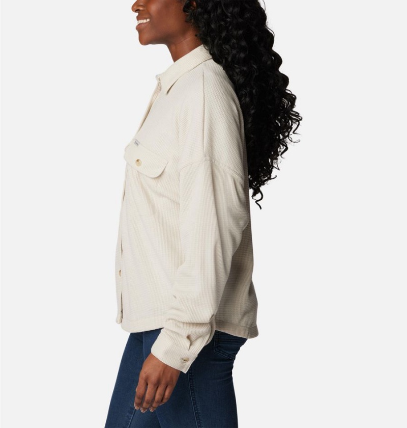 Columbia Holly Hideaway Waffle Jacket Women's Shirt White | TUXVHK-943