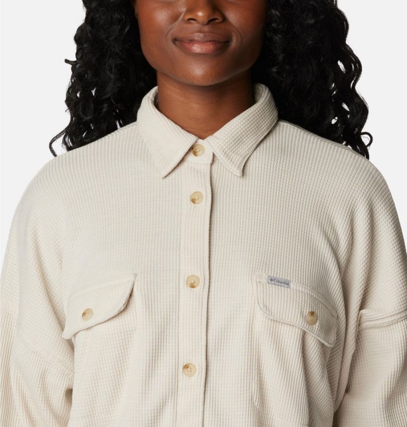 Columbia Holly Hideaway Waffle Jacket Women's Shirt White | TUXVHK-943