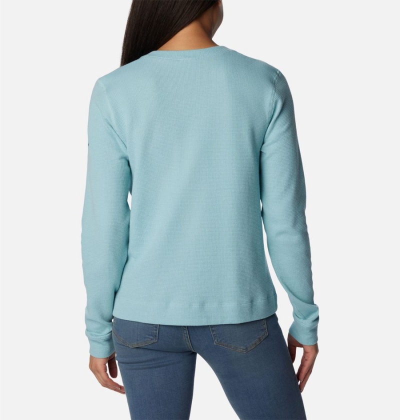 Columbia Holly Hideaway Waffle Long Sleeve Women's Pullover Turquoise | BTELPA-421