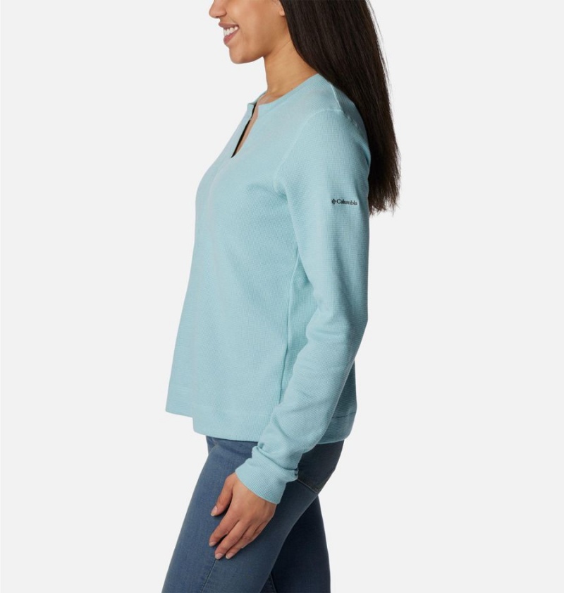 Columbia Holly Hideaway Waffle Long Sleeve Women's Pullover Turquoise | BTELPA-421