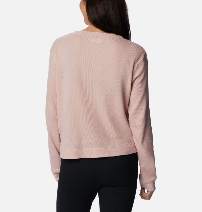 Columbia Holly Hideaway Waffle Long Sleeve Women's Pullover Pink | YGKVXR-165