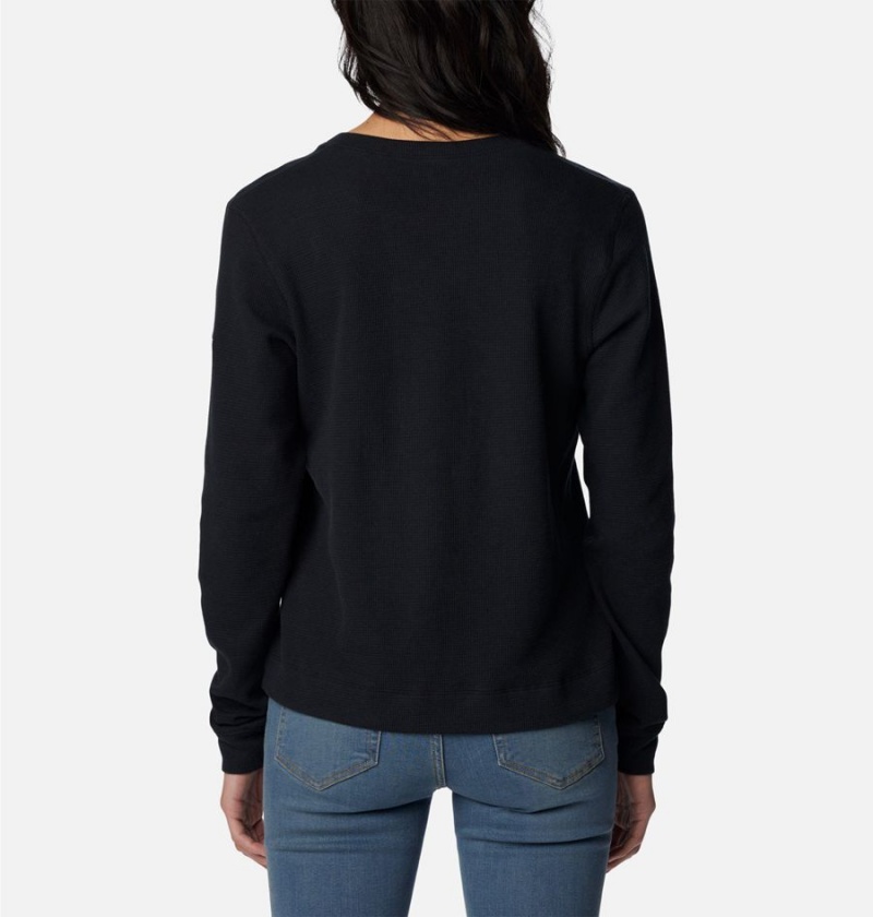 Columbia Holly Hideaway Waffle Long Sleeve Women's Pullover Black | RNDTVB-436