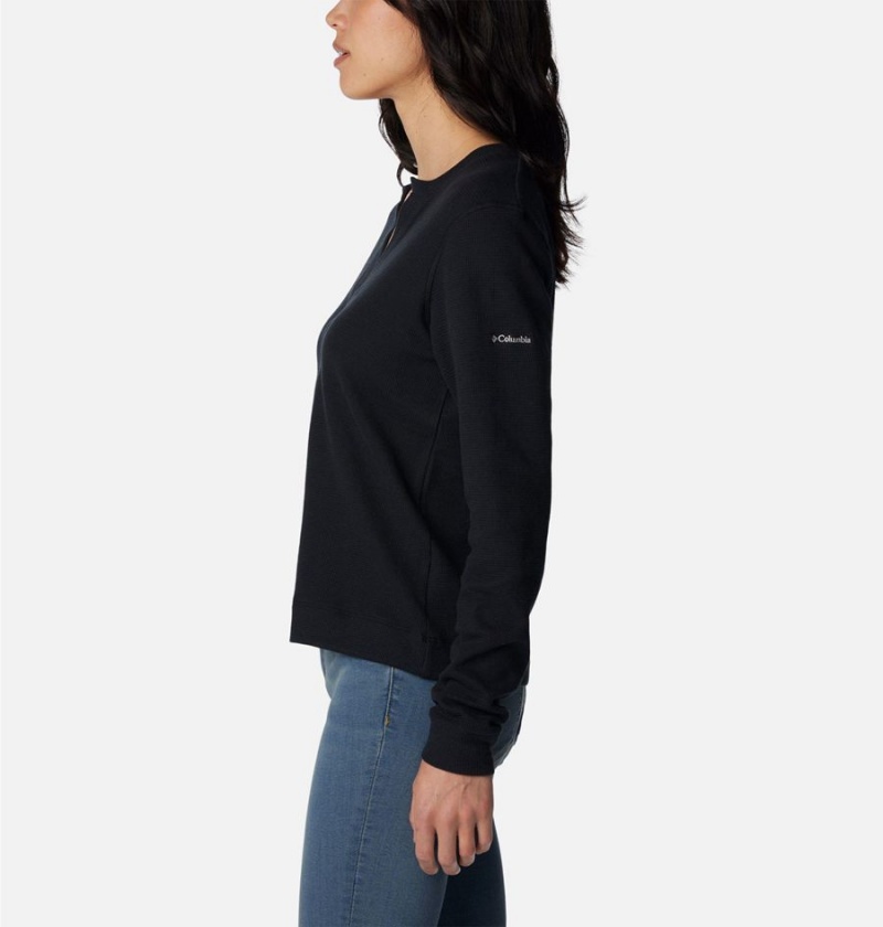 Columbia Holly Hideaway Waffle Long Sleeve Women's Pullover Black | RNDTVB-436