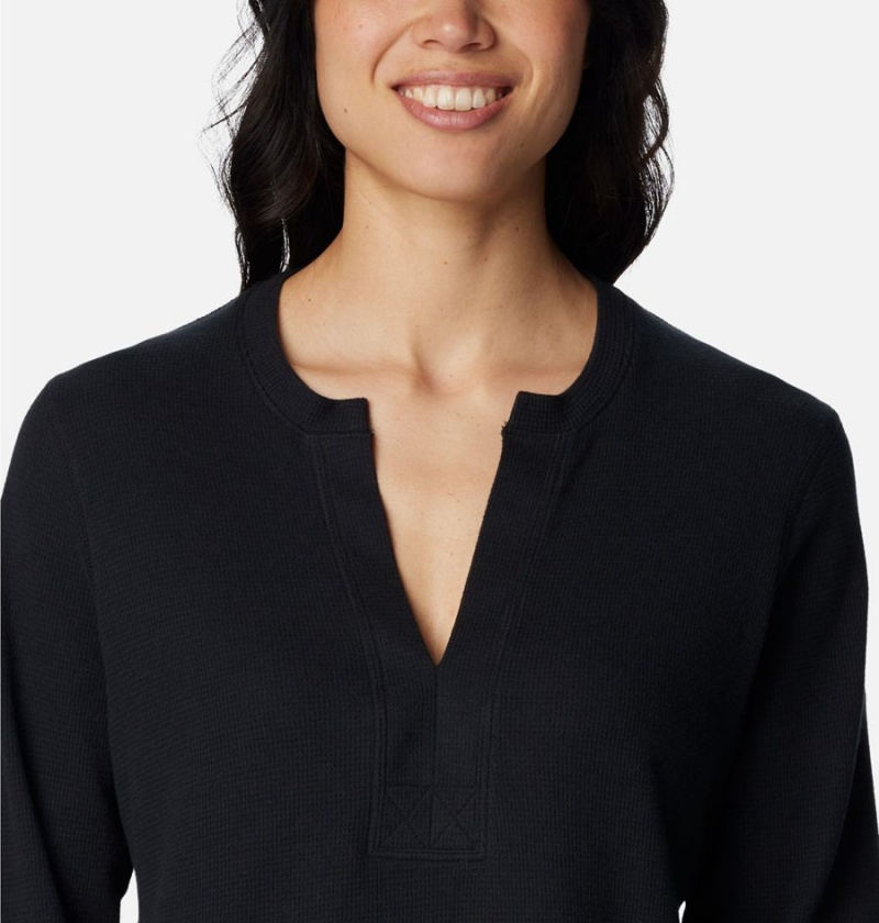 Columbia Holly Hideaway Waffle Long Sleeve Women's Pullover Black | RNDTVB-436