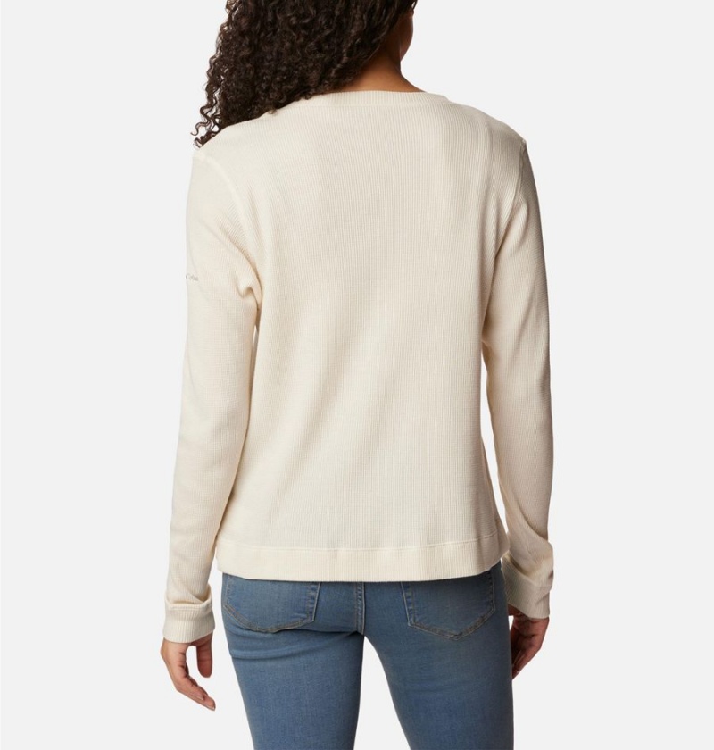 Columbia Holly Hideaway Waffle Long Sleeve Women's Pullover White | IXLCOG-841
